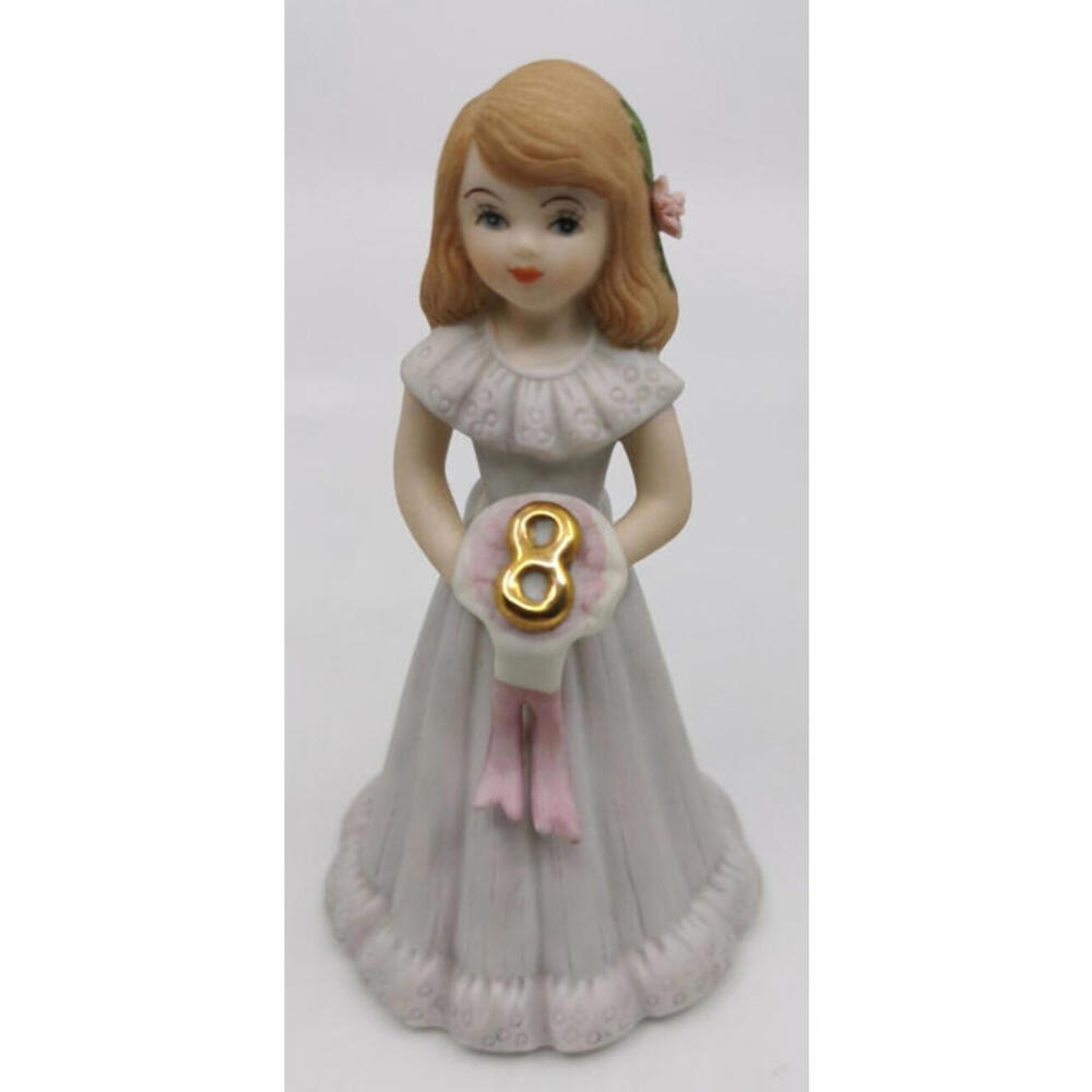 Enesco Growing Up Birthday Girls 8 Year Old Figurine Brown Hair Vintage